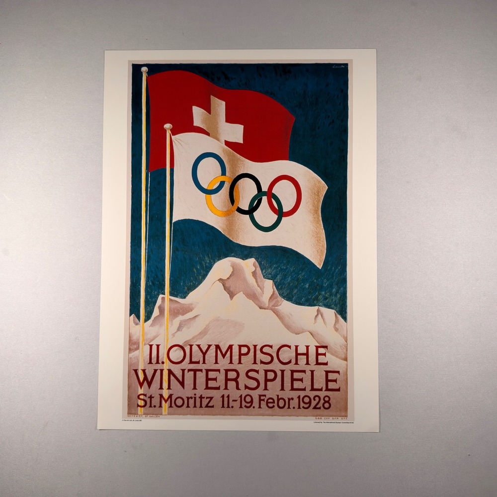 1928 St Moritz Winter Olympics Poster Fine Art Ltd Hugo Laubi 13x18 Swiss Print